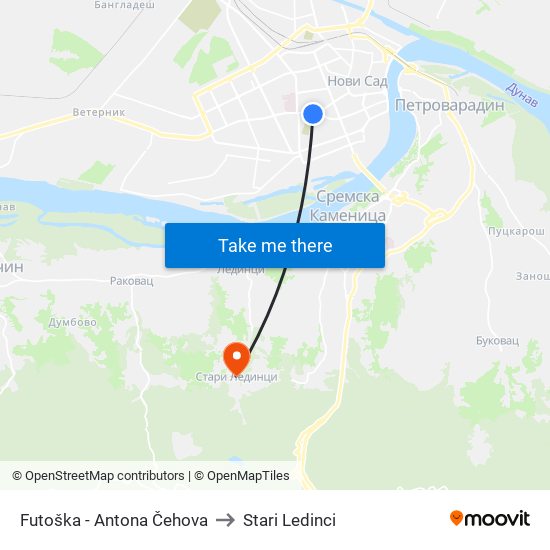 Futoška - Antona Čehova to Stari Ledinci map