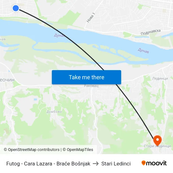 Futog - Tsar Lazar - Brace Bosnjak to Stari Ledinci map