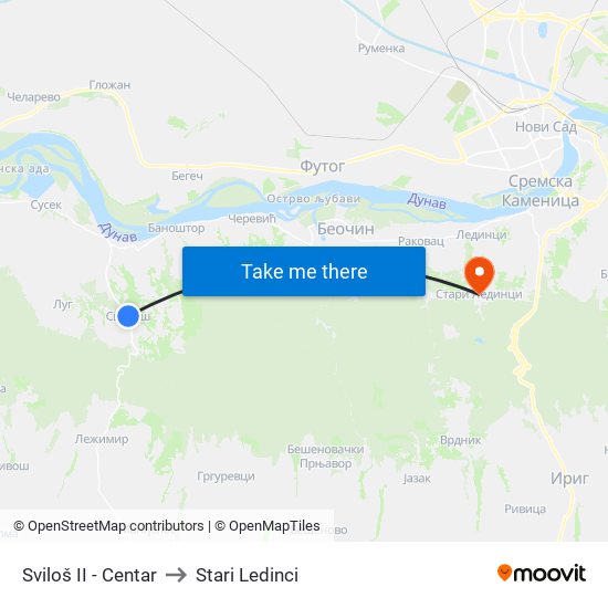 Sviloš II - Centar to Stari Ledinci map