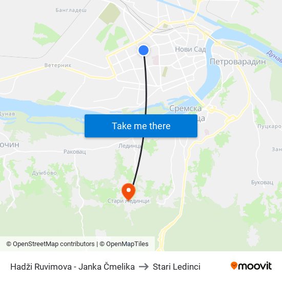 Hadži Ruvimova - Janka Čmelika to Stari Ledinci map