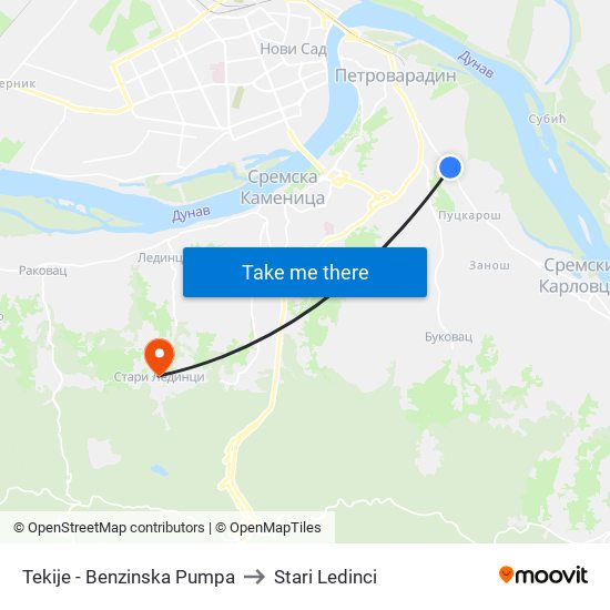 Tekije - Benzinska Pumpa to Stari Ledinci map