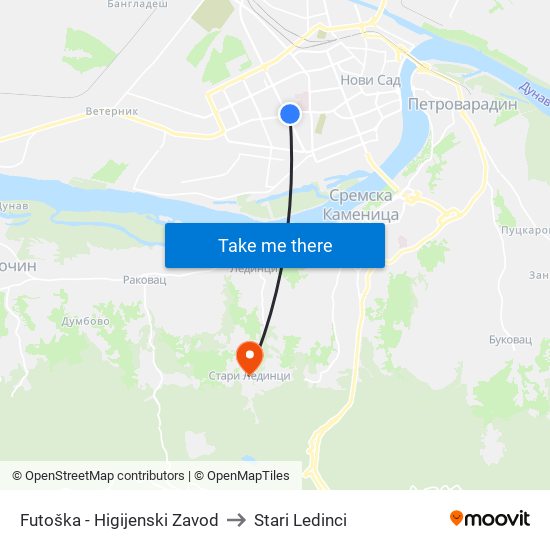 Futoška - Higijenski Zavod to Stari Ledinci map