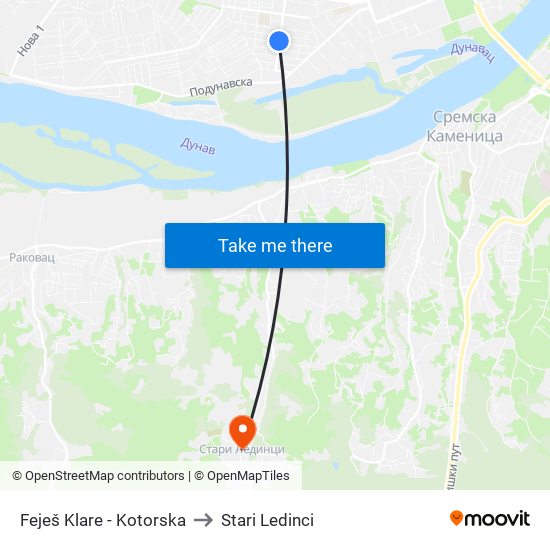 Feješ Klare - Kotorska to Stari Ledinci map