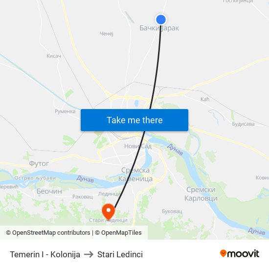 Temerin I - Kolonija to Stari Ledinci map