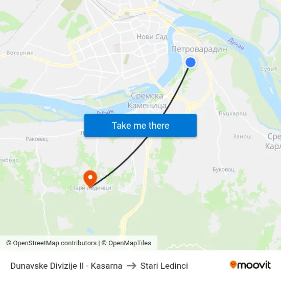 Dunavske Divizije II - Kasarna to Stari Ledinci map
