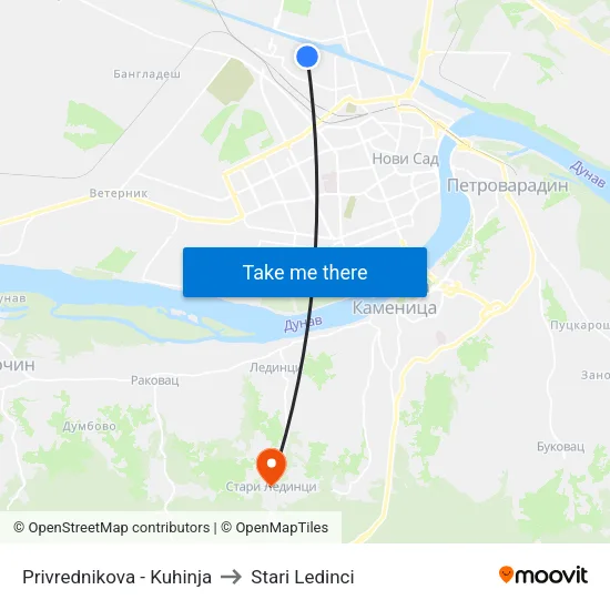 Privrednikova - Kuhinja to Stari Ledinci map