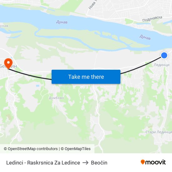 Ledinci - Raskrsnica Za Ledince to Beočin map