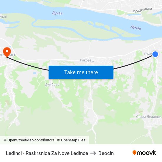 Ledinci - Raskrsnica Za Nove Ledince to Beočin map