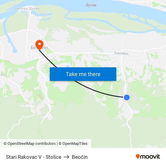 Stari Rakovac V - Stolice to Beočin map