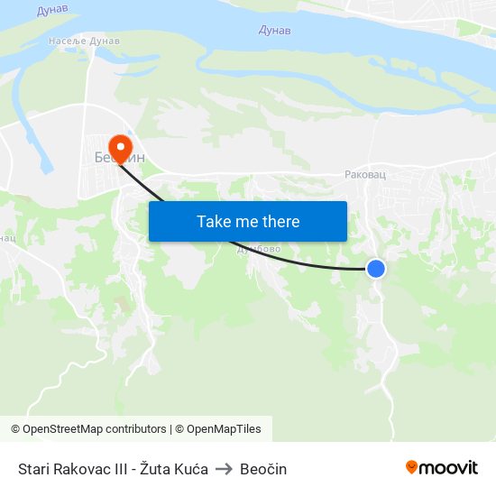 Stari Rakovac III - Žuta Kuća to Beočin map