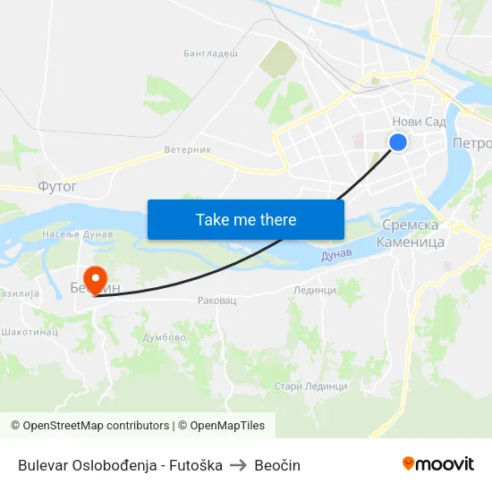 Bulеvar Oslobođenja - Futoška to Beočin map