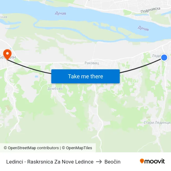 Ledinci - Raskrsnica Za Nove Ledince to Beočin map