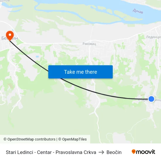 Old Ledinci - Center - Orthodox Church to Beočin map