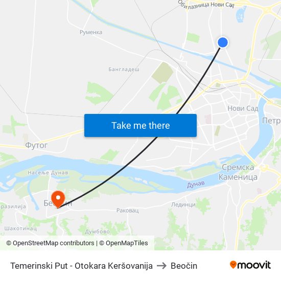 Temerinski Put - Otokara Keršovanija to Beočin map