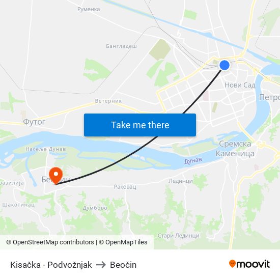 Kisačka - Podvožnjak to Beočin map