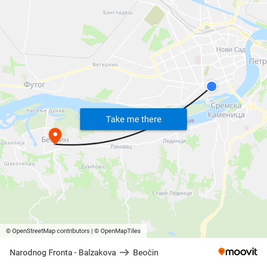 Narodnog Fronta - Balzakova to Beočin map