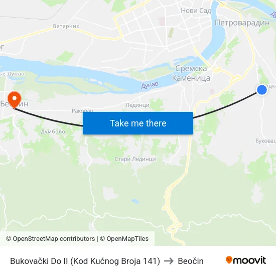 Bukovački Do II (Kod Kućnog Broja 141) to Beočin map