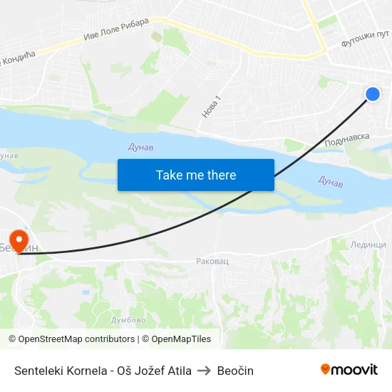 Senteleki Kornela - Oš Jožef Atila to Beočin map