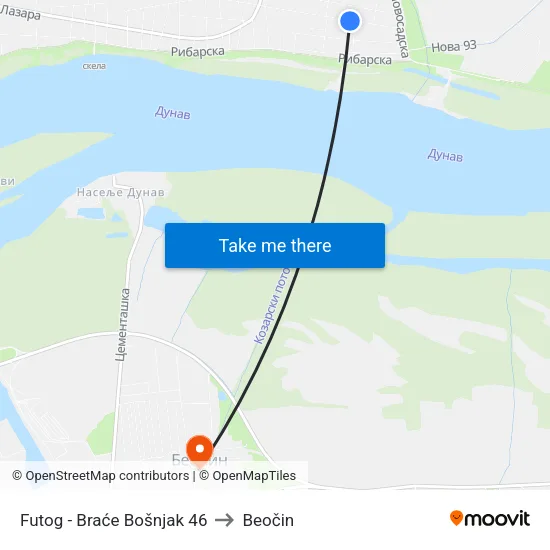 Futog - Braće Bošnjak 46 to Beočin map