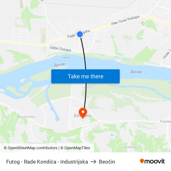 Futog - Rade Kondića - Industrijska to Beočin map