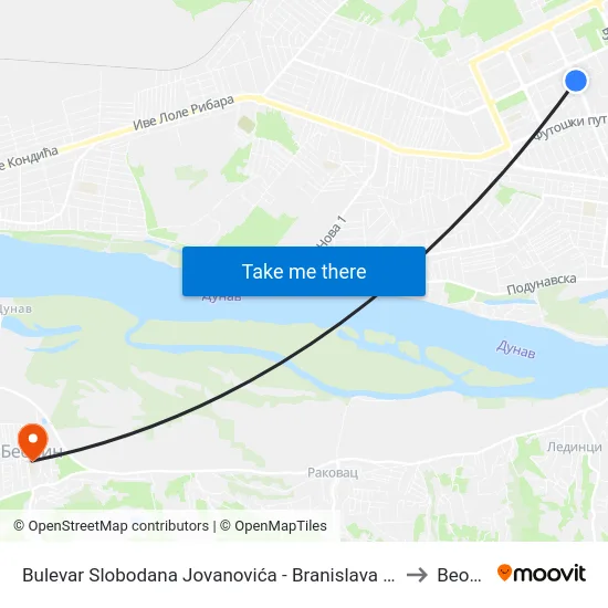 Bulevar Slobodana Jovanovića - Branislava Borote to Beočin map