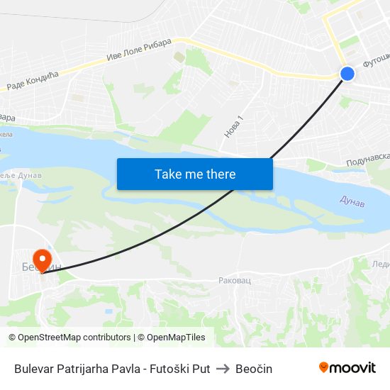 Bulevar Patrijarha Pavla - Futoški Put to Beočin map