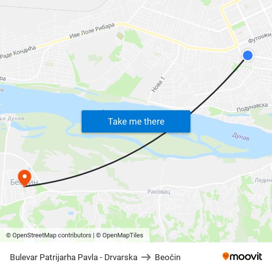 Bulevar Patrijarha Pavla - Drvarska to Beočin map