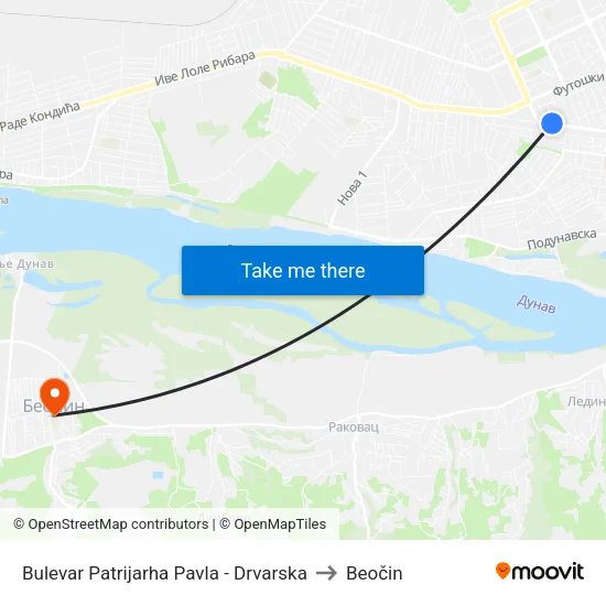 Bulevar Patrijarha Pavla - Drvarska to Beočin map