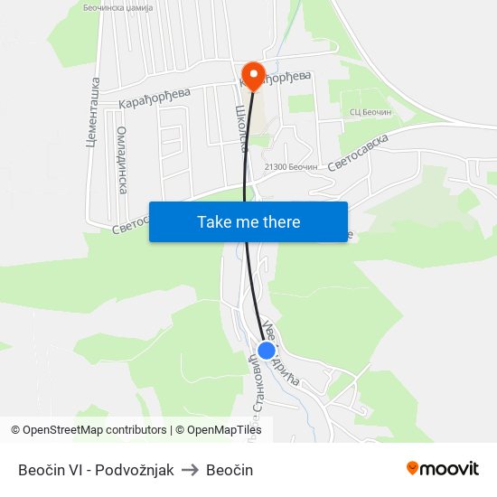 Beočin VI - Podvožnjak to Beočin map