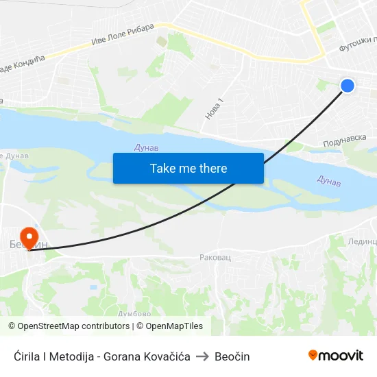 Ćirila I Metodija - Gorana Kovačića to Beočin map