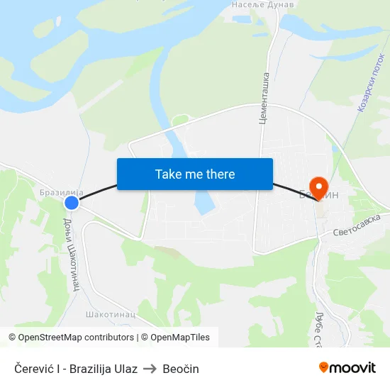 Čerević I - Brazilija Ulaz to Beočin map