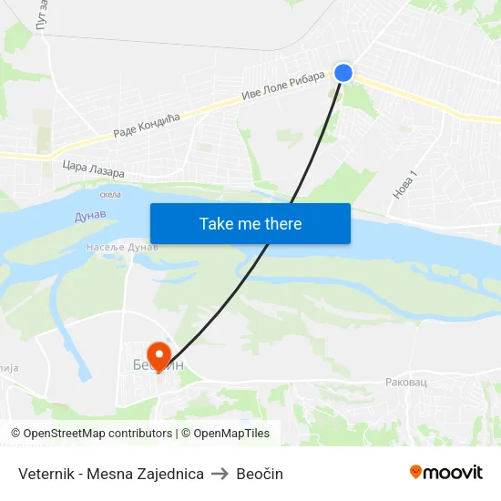 Veternik - Mesna Zajednica to Beočin map
