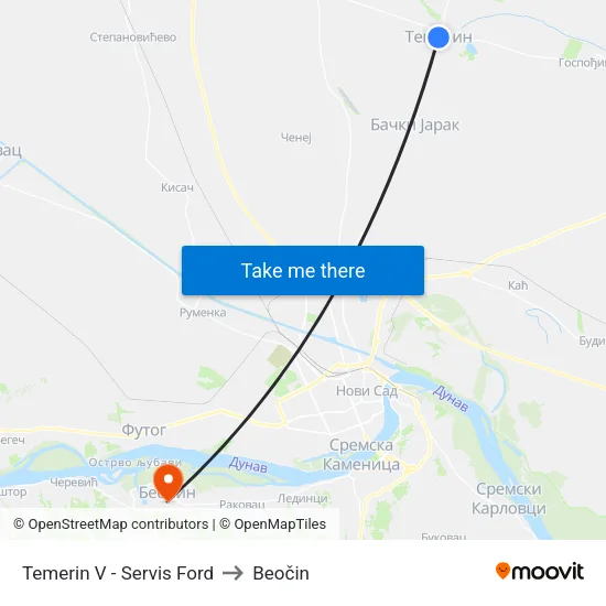 Temerin V - Servis Ford to Beočin map