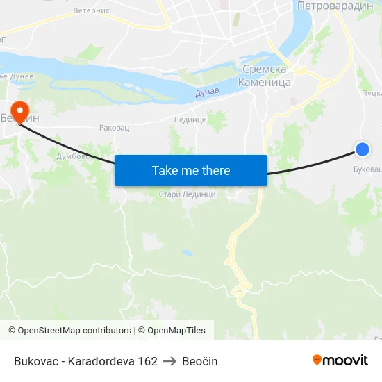Bukovac - Karađorđeva 162 to Beočin map