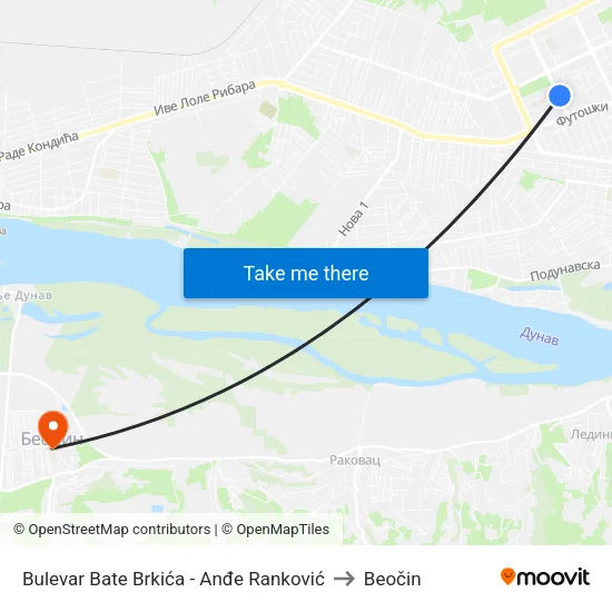 Bulevar Bate Brkića - Anđe Ranković to Beočin map