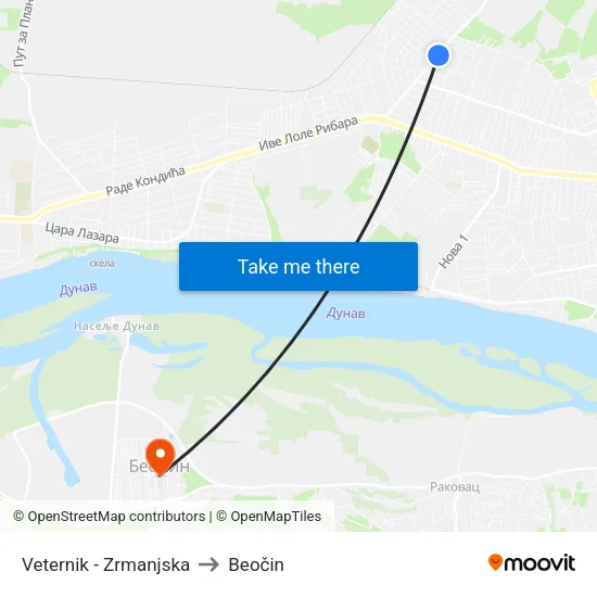 Veternik - Zrmanjska to Beočin map