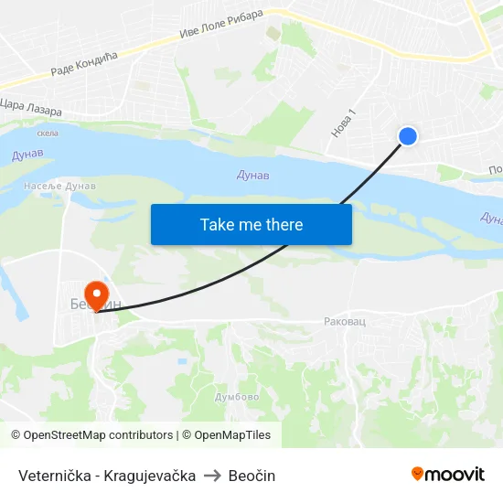 Veternička - Kragujevačka to Beočin map