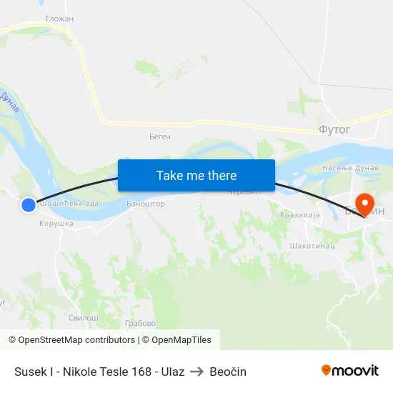 Susek I - Nikole Tesle 168 - Ulaz to Beočin map