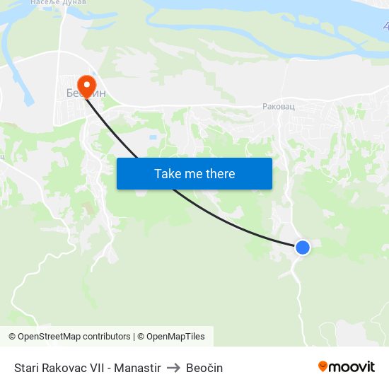 Stari Rakovac VII - Manastir to Beočin map