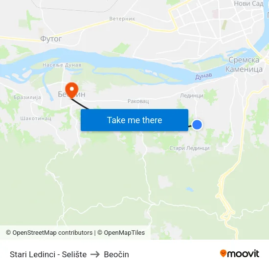 Stari Ledinci - Selište to Beočin map