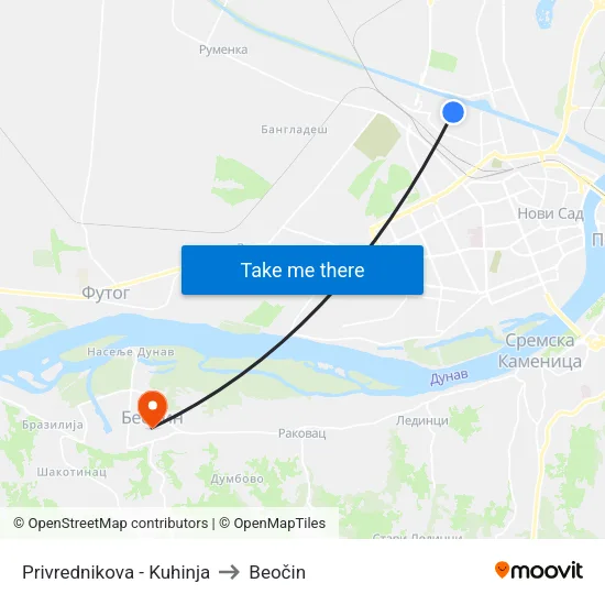 Privrednikova - Kuhinja to Beočin map