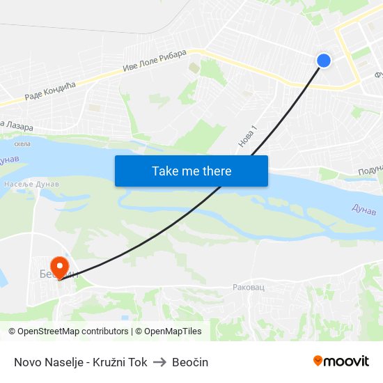 Novo Naselje - Kružni Tok to Beočin map