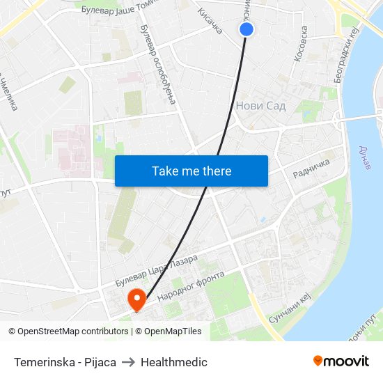 Temerinska - Pijaca to Healthmedic map