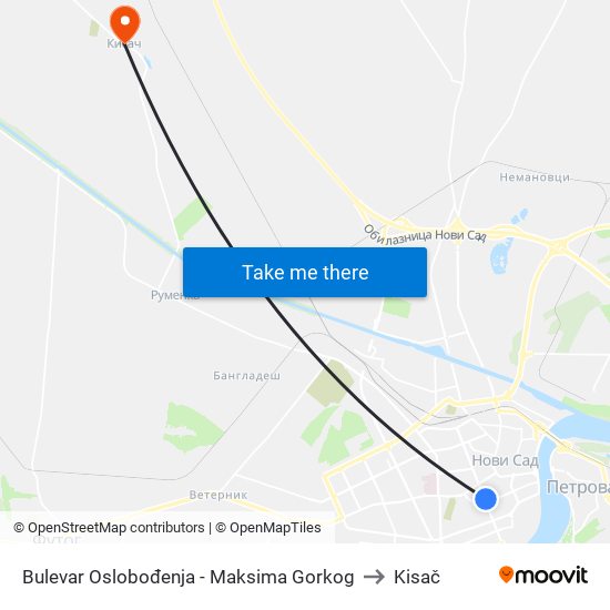 Bulevar Oslobođenja - Maksima Gorkog to Kisač map