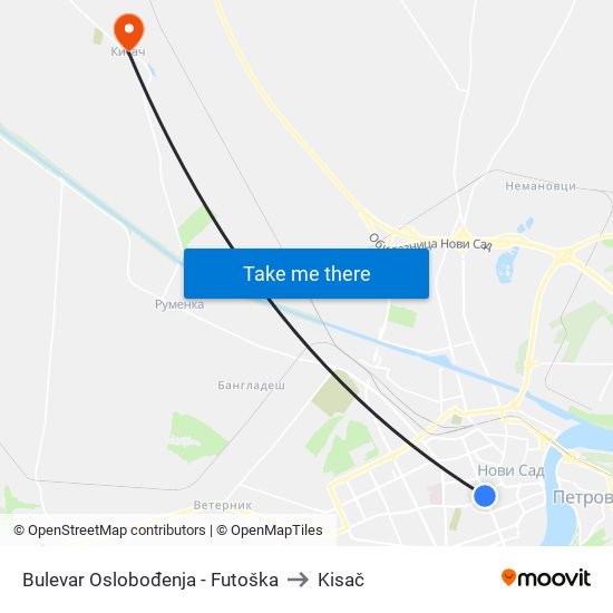 Bulеvar Oslobođenja - Futoška to Kisač map