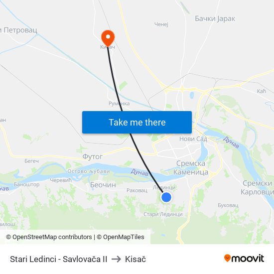 Stari Ledinci - Savlovača II to Kisač map