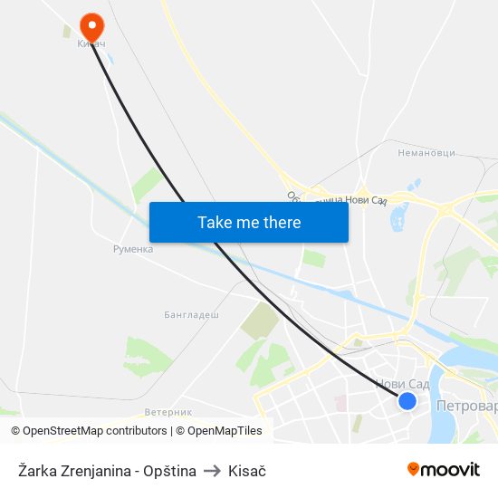 Žarka Zrenjanina - Opština to Kisač map