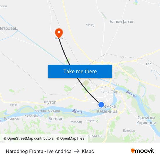 Narodnog Fronta - Ive Andrića to Kisač map