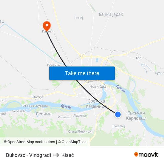 Bukovac - Vinogradi to Kisač map
