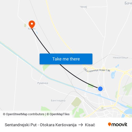 Sentandrejski Put - Otokara Keršovanija to Kisač map